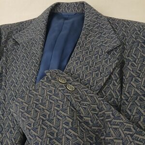 VTG 1070s Keith Adams California 36R Mens Blazer Jacket Geometric Polyester FLAW